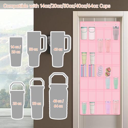35 Pockets Door Hanging Cup Organizer Fit for Stanley Tumblers
