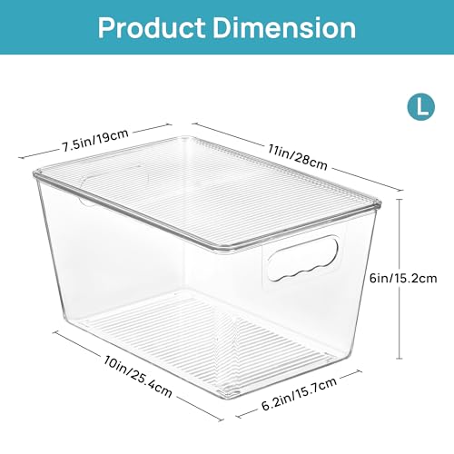 2 Pack Clear Stackable Storage Bins with Lids and Handles (2 Count)