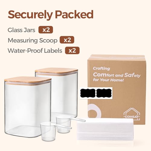 Glass Storage Jars with Bamboo Lids 3.6 Qt 2 Pack Large Wide Mouth (2 Count)