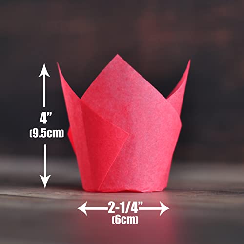 Red colour Large size Tulip Baking Cups 2 (130 Count)
