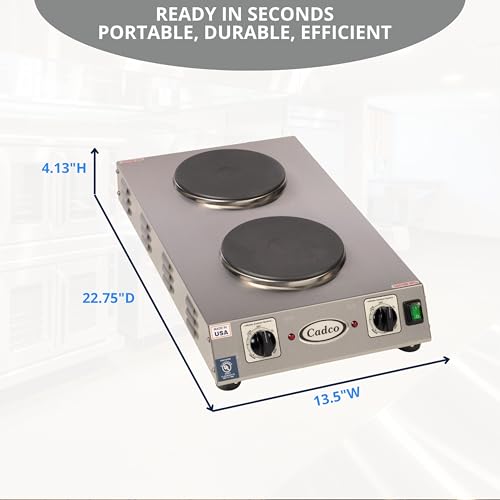 CDR 2CFB Portable Double Cast Iron Space Saver Hot Plate