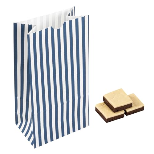 Blue And White Stripe Paper Bag (100 Count)