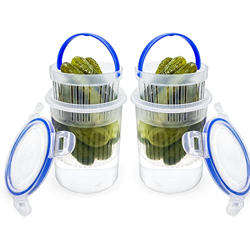 Pickle Jar 24oz 2Pack Pickle container with strainer Pickle Holder Keeper Lifter (2 Count)