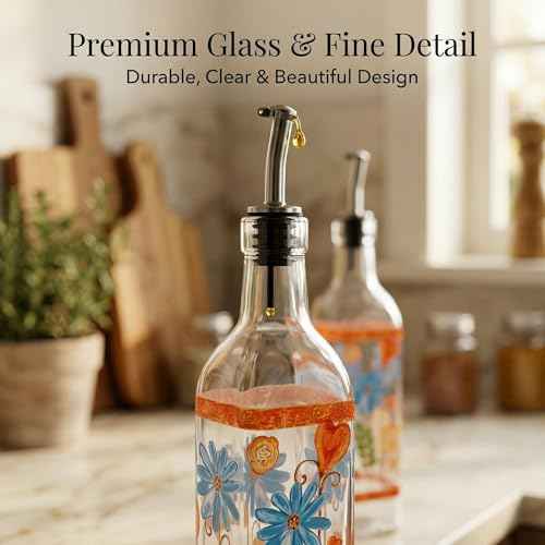 2 Pack 17oz Glass Olive Oil Dispenser Bottle Set