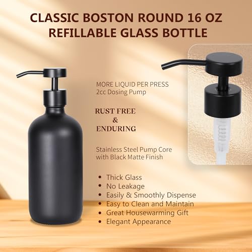 Set of 5 Kitchen Soap Dispenser Set 16 Oz Glass Hand Dish Soap Dispenser with Stainless Steel Pump (5 Count)