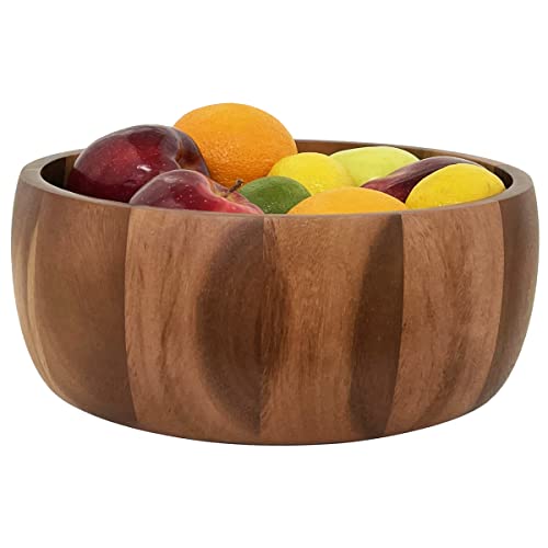 Woodard & Charles Acacia Wood 12" Salad Bowl with Salad Hands