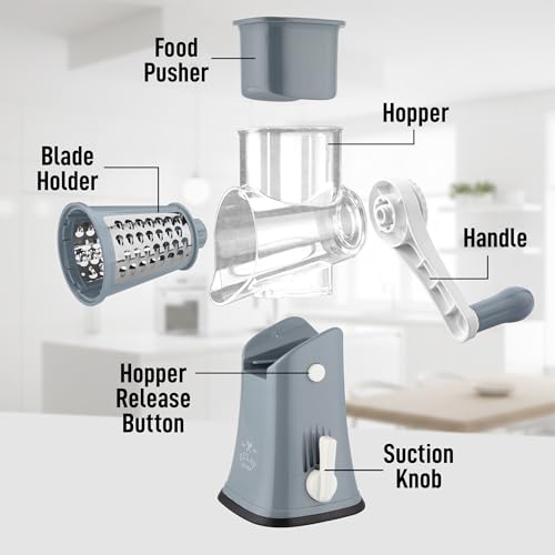 Rotary Cheese Grater Manual Hand Crank 5 Blade Shredder