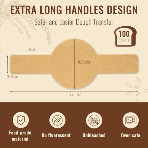 8" Round Parchment Sling for Sourdough & Dutch Oven 100 Sheets (100 Count)