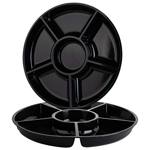 6 Sectional Round Plastic Serving Tray (2 Count)