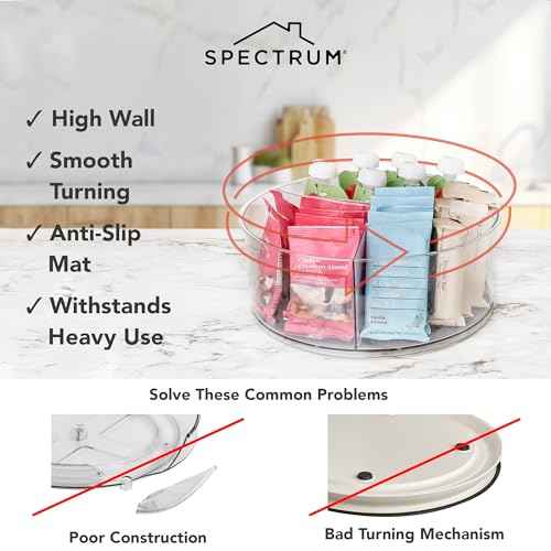 Extra Large High Wall Turntable 12.25 in Pack of 2 Charcoal Gray XL Tall Lazy Susan Rotating Organizer for Kitchen Countertop Bath Cabinet Refrigerator Pantry Shelf Under Sink Organization (2 Count)