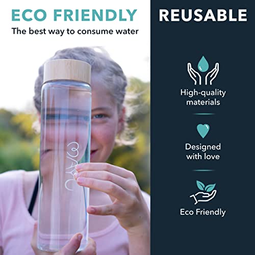 Pure Glass Reusable Water Bottle with Bamboo Lid