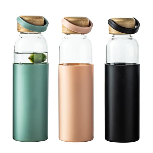 21oz Borosilicate Glass Water Bottles with Silicone Non