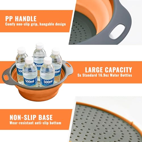 2 Pack Collapsible Silicone Colander with Handle (2 Count)