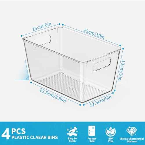 Clear Fridge Organizer Bins with Handles
