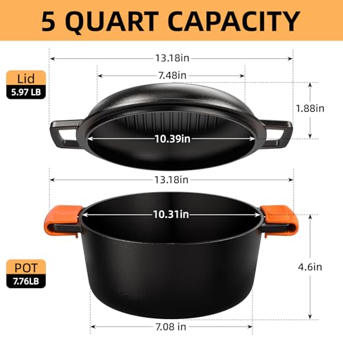 Cast Iron Dutch Oven Pot with Skillet Lid