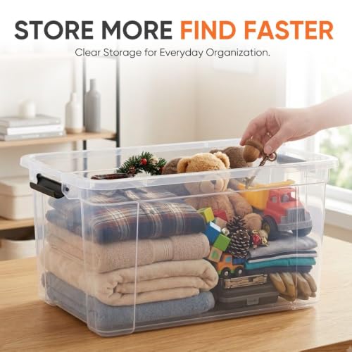 49 Quart Clear Plastic Storage Boxes with Lids (18 Count)