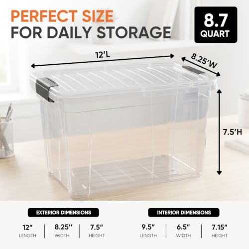 8.7 Quart Clear Plastic Storage Boxes with Lids (8 Count)