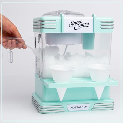 Snow Cone Machine With 2 Reusable Plastic Cups & Ice Scoop for Easy Serving