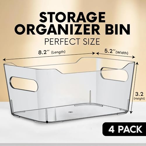 Small Clear Plastic Storage Bins (4 Count)