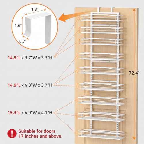 White 9 Tier Over The Door & Wall Mount Pantry Organizer