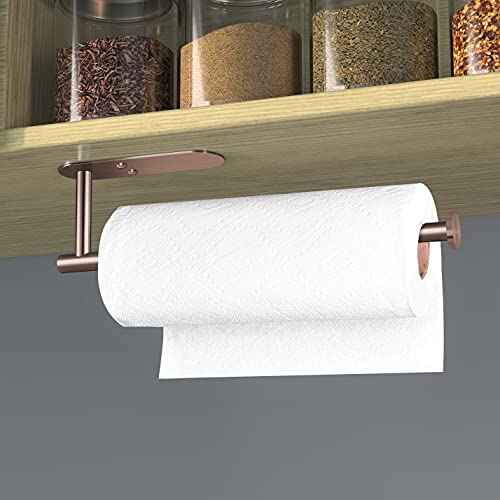 Adhesive Paper Towel Holder Under Cabinet Wall Mount for Kitchen Paper Towel (2 Count)