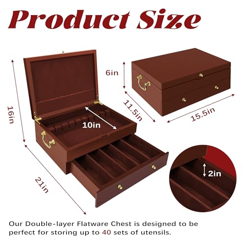 Silverware Storage Box Solid Wood with Lid