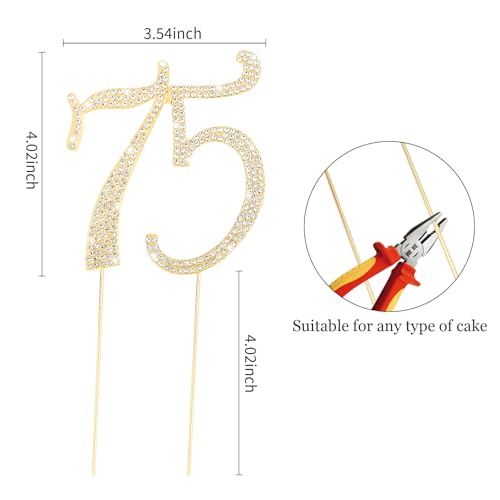 75th Birthday Decorations Cake Topper Gold Birthday Decorations for Women