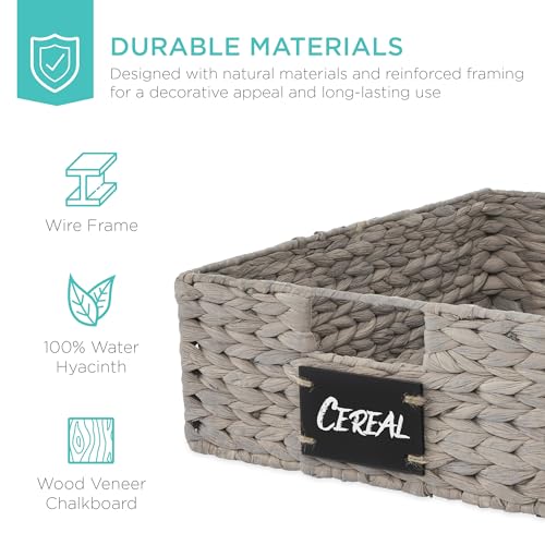 Set of 4 16x12in Large Water Hyacinth Pantry Baskets (4 Count)