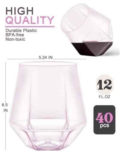 40 Pack Plastic Wine Glasses (40 Count)