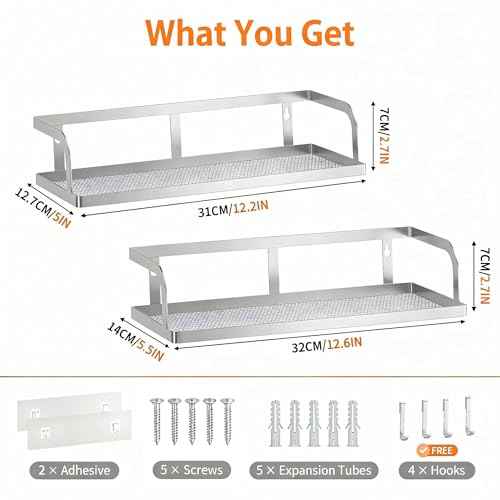 2 Pack Wide Hollowout Shower Caddy & Spice Rack (2 Count)