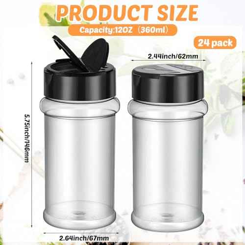 24 Pcs Plastic Spice Jars with Shaker Lids (24 Count)