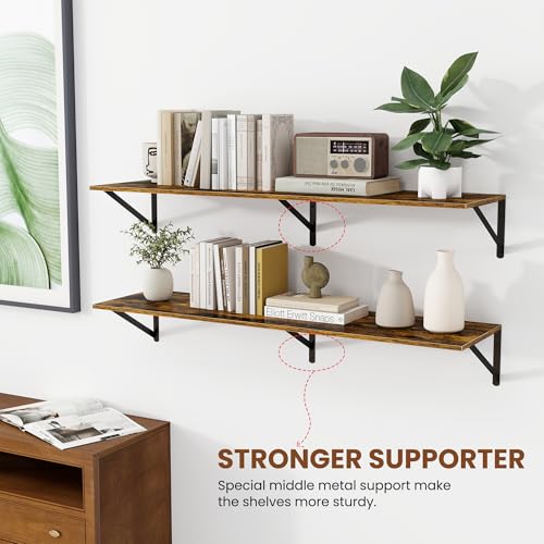 44W x 12D Deep Floating Shelves Set of 2 Rustic Brown (2 Count)