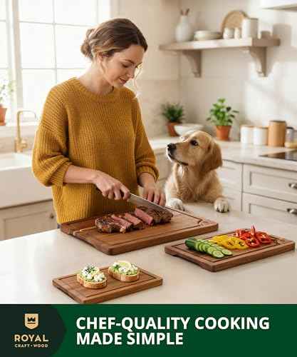 Wooden Cutting Boards for Kitchen Meal Prep & Serving (3 Count)