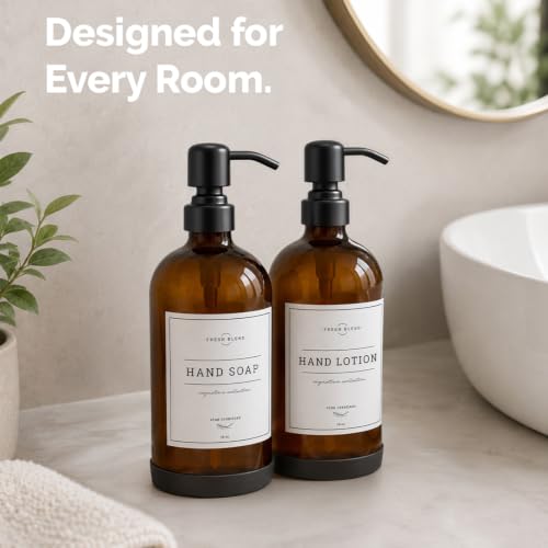 Amber Glass Soap Dispenser (2 Count)