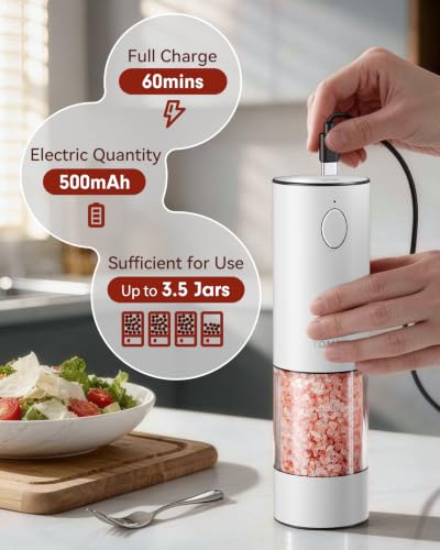 Larger Capacity Rechargeable Electric Salt and Pepper Grinder Set