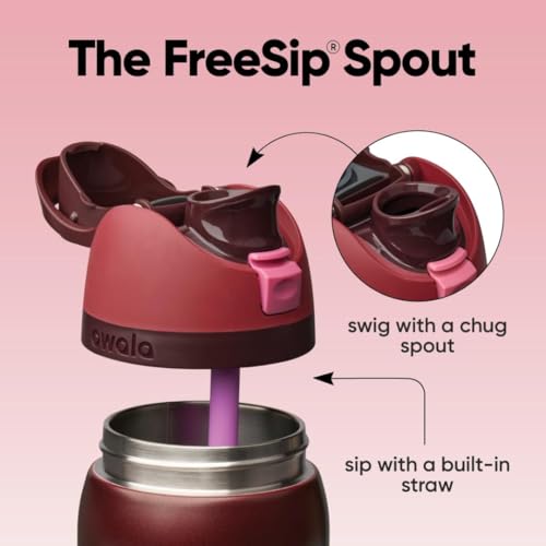FreeSip Stainless Steel Water Bottle 32 oz Black Cherry