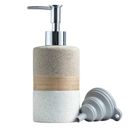 Ceramic Kitchen Dish Soap Dispenser Set with Stainless Steel Pump