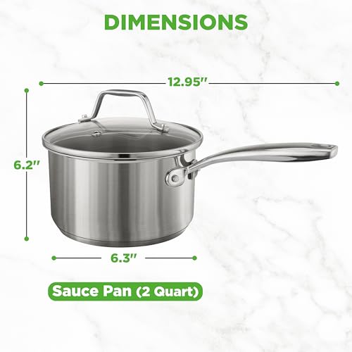 2 Quart Stainless Steel Saucepan with Lid