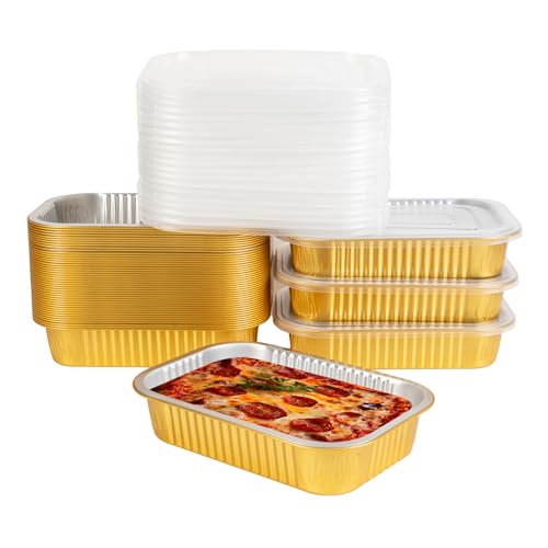 40 Pack 8.7"×6" Aluminum Pans with Lids Heavy Duty (40 Count)
