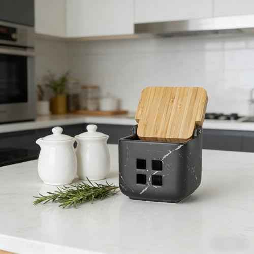 Ceramic Garlic Keeper with Bamboo Lid