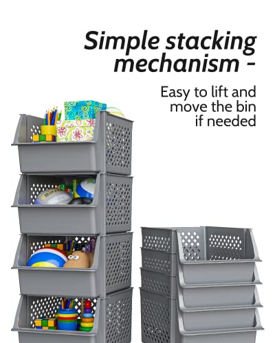 Stackable Storage Bins Open Front for Pantry Storage (4 Count)