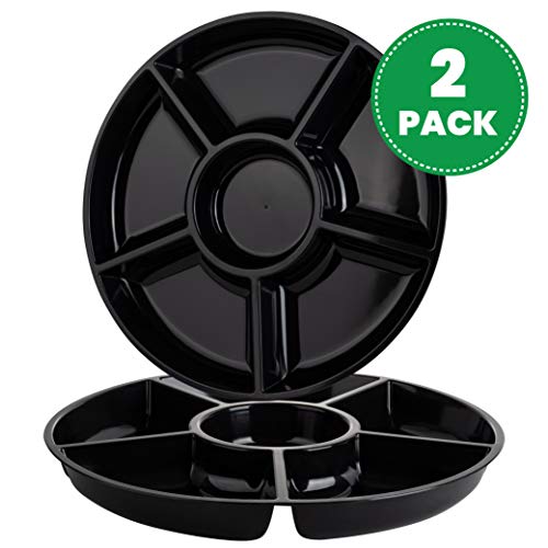 6 Sectional Round Plastic Serving Tray (2 Count)