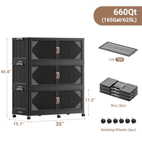 V60 660QT Plastic Stackable Storage Bins with Lid (3 Count)