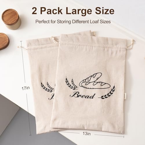 2 Pack Linen Bread Bags for Homemade Bread