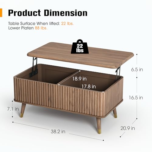 Lift Top Coffee Table with Storage for Living Room
