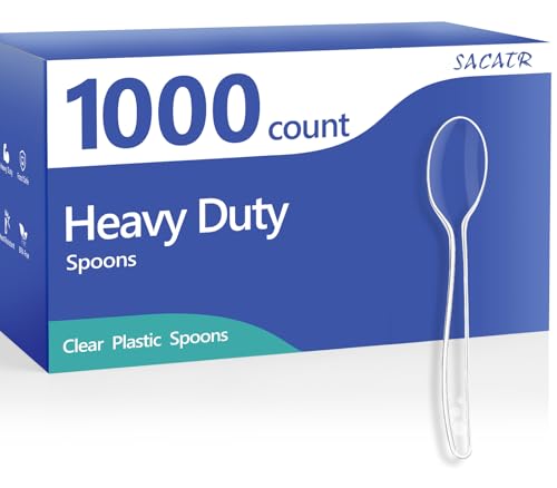 1000 Count Clear Plastic Spoons Heavy Duty