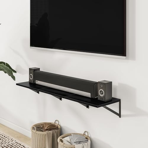 24W x 12D Deep Floating Shelves Set of 3 Black (3 Count)
