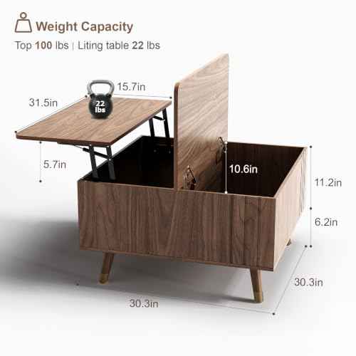 Lift Top Coffee Table with Storage for Living Room