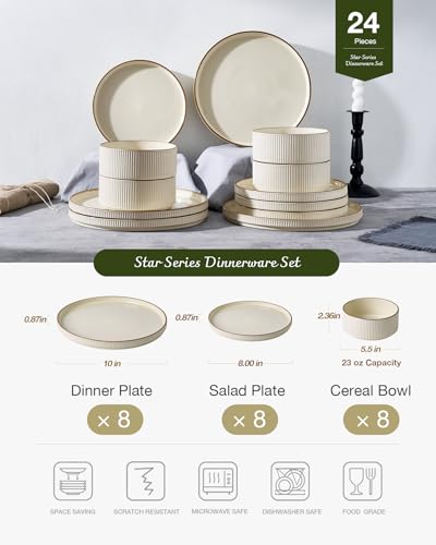 Stoneware Dinnerware Set for 8 (24 Count)