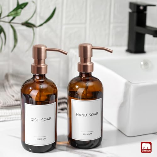 Amber Glass Soap Dispenser (2 Count)